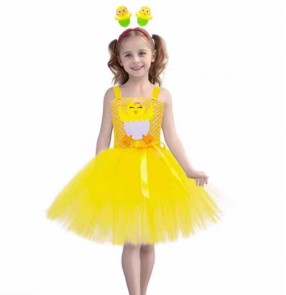 Children's Halloween party little yellow chicken animal cosplay costume jazz dance school Carnival Birthday party cartoon dance outfits